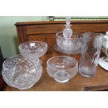 A SELECTION OF DOMESTIC QUALITY GLASSWARE to include a Thistle decanter