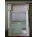 A POSSIBLE 19TH CENTURY LATER PAINTED FANCY FRAMED RECTANGULAR PLATE WALL MIRROR, with twin putto
