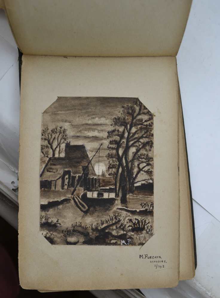 THREE EARLY 20TH CENTURY AUTOGRAPH BOOKS, containing various drawings, Botanical, comical, - Image 5 of 5