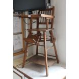 AN ORIGINAL BEECH ADJUSTABLE CHILD'S HIGHCHAIR come Rocker which turns into a car