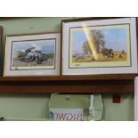 TWO LIMITED EDITION DAVID SHEPPARD PRINTS, one depicting Elephant Seals the other Harvest Scene