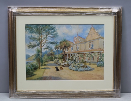 EDITH E MORRIS 'Villa, South of France', watercolour painting, signed and dated July 1930, 38cm x