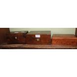 THREE WOODEN BOXES, various to include 19th century Rosewood