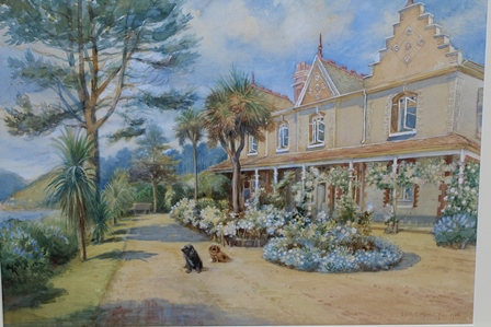 EDITH E MORRIS 'Villa, South of France', watercolour painting, signed and dated July 1930, 38cm x - Image 2 of 3