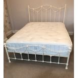 A VICTORIAN DESIGN METAL DOUBLE BED FRAME plus mattress (5')