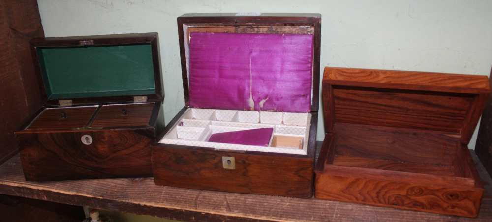 THREE WOODEN BOXES, various to include 19th century Rosewood - Image 2 of 2