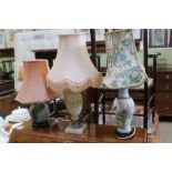 THREE TABLE LAMPS various to include Oriental