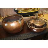FOUR PIECES OF DOMESTIC COPPER WARES, various
