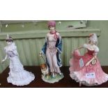 THREE CAST FEMALE FIGURINES to include Coalport and Doulton