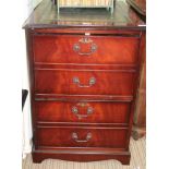 A MAHOGANY FINISHED HOME OFFICE TWO DRAWER FILING CABINET with skiver insert top