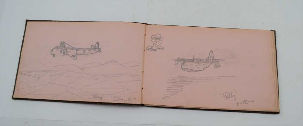 THREE EARLY 20TH CENTURY AUTOGRAPH BOOKS, containing various drawings, Botanical, comical, - Image 3 of 5