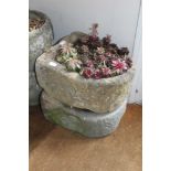 TWO COTSWOLD STONE U SHAPED PLANTERS