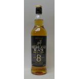 HIGHLAND BLACK eight year old scotch whisky, 1 bottle