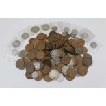 A QUANTITY OF BRITISH COINS, mostly 19th century, to include two Gothic florins, 1911 half-crown