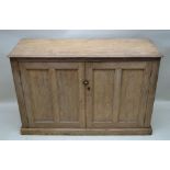 A LATE 19TH / EARLY 20TH CENTURY PITCH PINE LOW SIDE UNIT with rectangular plank top over two