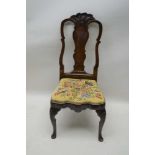 A BELIEVED 17TH CENTURY QUEEN ANNE DESIGN SINGLE CHAIR, with ornated carved crest and vase shaped
