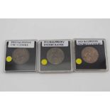 THREE BRITISH HALFPENNY COINS, 1901, 1912 and 1913