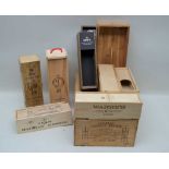 TEN WOODEN WINE BOXES