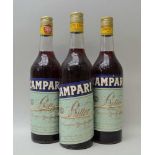CAMPARI BITTERS, old bottlings, 3 x 26.4 fl.oz bottles