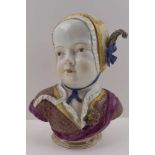 A 19TH CENTURY MEISSEN PORCELAIN BUST OF PRINCE LOUIS CHARLES DE BOURBON, as a child wearing a