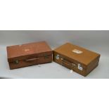 TWO 1950's VINTAGE LEATHER SUITCASES with "Union Castle Line" label to the gentleman's case and