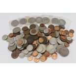 A QUANTITY OF COINS to include; American and other world coins and English amongst them four half-