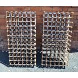 TWO WOODEN WINE RACKS; each 6 x 12 to hold 72 bottles
