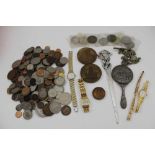 A QUANTITY OF ENGLISH COINS to include; two Gothic florins, Victorian half-crowns, florins etc.