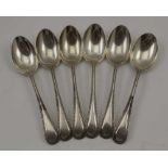 HENRY WILLIAMSON LTD. A SET OF SIX SILVER DESSERT SPOONS, beaded Hanoverian handles, Sheffield 1910,