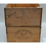 TWO ORIGINAL WOODEN WINE CASES, Ducru Beaucaillou and 1982 Clerc Milon (2)