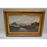 GEORGE HENRY JENKINS A LATE 19TH CENTURY OIL ON CANVAS SEASCAPE, (probably Cornwall) 39cm x 64cm,