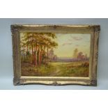 DANIEL SHERRIN "Near Godalming, Surrey", a 19th century oil on canvas landscape study, 39cm x