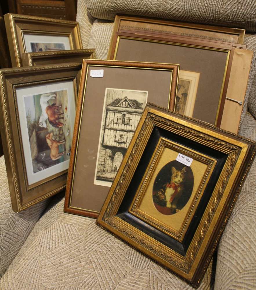 A LARGE SELECTION OF GLAZED & FRAMED DECORATIVE PRINTS to include a series of architectural