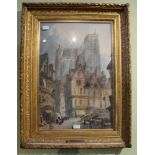 PAUL BRADDON A LATE 19TH CENTURY WATERCOLOUR STUDY OF "ABBEVILLE", depicting a market in the