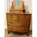 A 19TH CENTURY FOUR DRAWER SMALL PROPORTIONED BEDROOM CHEST on plain splayed feet