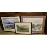 THREE GLAZED & FRAMED PRINTS appertaining to steam locomotives