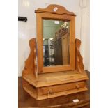A PINE DRESSING TABLE TOP MIRROR with jewellery drawer