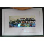 A MULTI-COLOURED MODERN SIGNED LIMITED EDITION PRINT OF FOWEY HARBOUR