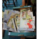 A BOX CONTAINING NUMEROUS UNMOUNTED WATERCOLOURS VARIOUS