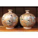 TWO EARLY 20TH CENTURY JAPANESE SATSUMA GLOBULAR VASES