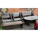 A SELECTION OF RUSTIC PLANK BUILT GARDEN FURNITURE comprising; table, bench, two person settee and