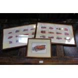THREE GLAZED & FRAMED PRINTS appertaining to 'The Midland Red'