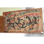 A FRAMED ETHNIC DESIGN PAINTED PANEL of Tribal dance celebration