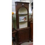 A REPRODUCTION PART PAINTED MAHOGANY FINISHED FREE-STANDING CORNER CUPBOARD