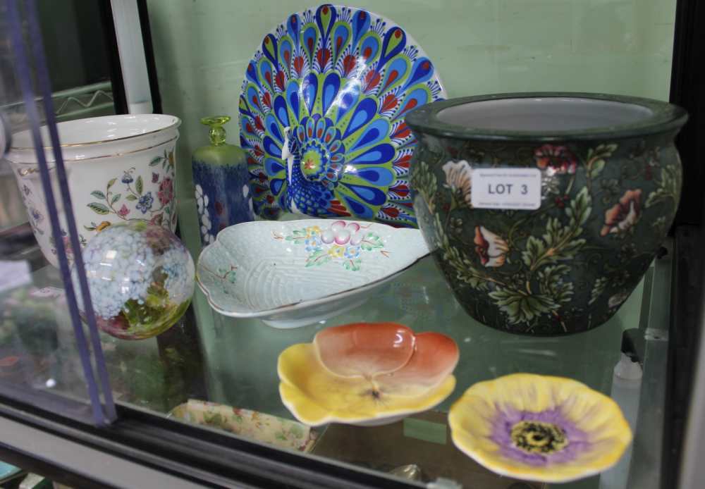 A SHELF FULL OF DOMESTIC CHINA & GLASSWARE