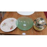 A CHANCE GLASS MID-CENTURY BOWL together with a Crown Devon hors d'oeuvres dish and a Royal