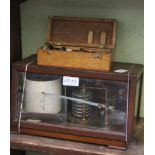 A MAHOGANY & GLASS CASED BAROGRAPH (Case in need of attention) together with a wooden cased