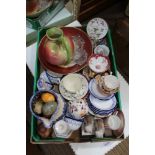 A BOX CONTAINING A GOOD SELECTION OF COLLECTABLE DOMESTIC CHINA & GLASSWARE to include leading brand