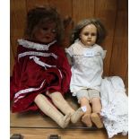TWO VINTAGE COLLECTABLE DOLLS, one stamped DRP839466, the other JDK201/4