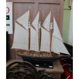 A WELL-MADE MODEL SAILING SHIP ON STAND